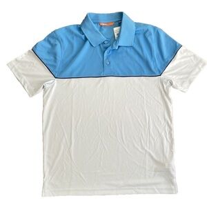 NWT Cutter & Buck Men's Blue & White Short Sleeve Polo Shirt Golf Size M